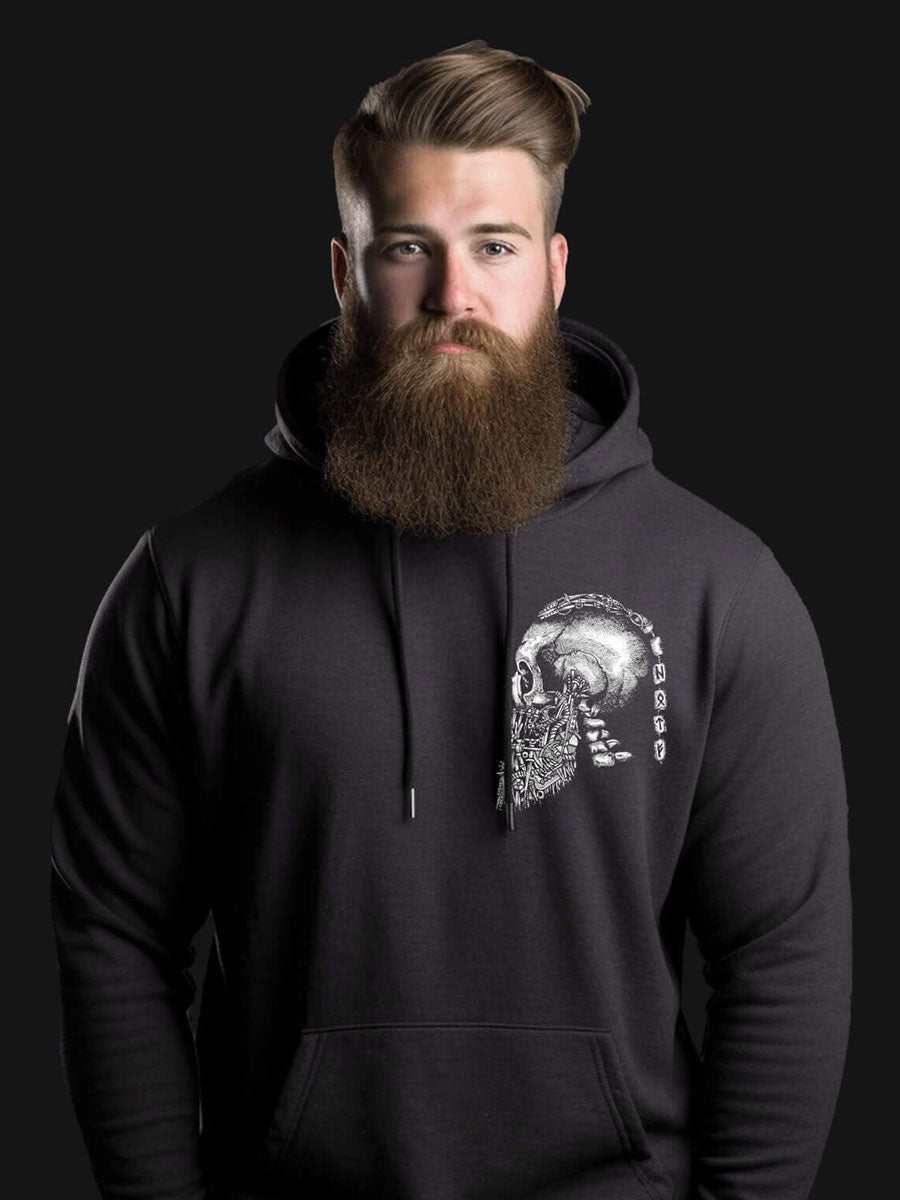 Draugr Pocket Print Hoodie - Norse Inspired by Hall of the Fallen